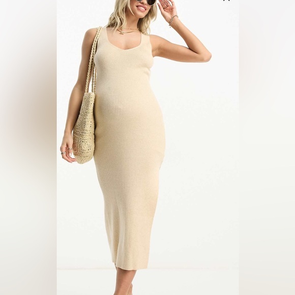 ASOS design maternity knitted v neck midi dress - Picture 3 of 5